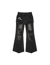 Mottled Seagull and Distressed Fashion Fit Denim Skorts