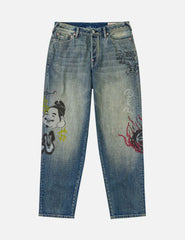 Allover Graffiti Printed Denim Jeans #2030