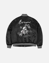 Logo and Fuzzy Cat Embroidery Fashion Fit Varsity Jacket