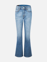 Washed Seagull and Totem Embroidery Bootcut Jeans