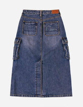 Studded Denim Cargo Skirt