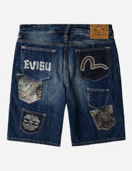 Brocade Patchwork Denim Shorts