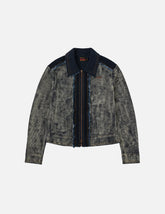 Denim Panelled Fashion Fit Zip-Up Cardigan
