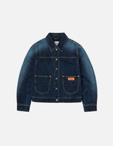 Gradient Print Loose Fit Washed Denim Jacket
