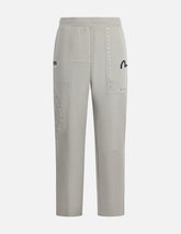 Kamon Appliqué and Fabric Blocking Fashion Fit Sweatpants
