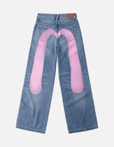 Light Pink Washed Daicock Print Jeans