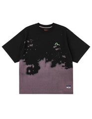 Baby Angel and Graffiti Print Dip-Dye T-shirt