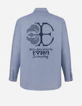 Half Kamon Embroidery and Print Relax Fit Shirt