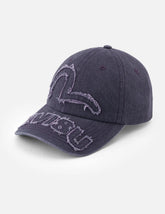 Distressed Seagull and Logo Embroidery Denim Cap