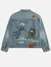 Fortune Theme All-over Hand-Painted Denim Jacket