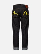 Yellow Seagull Print Taper-Fit Jeans #2017