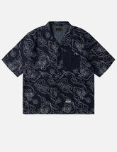 Allover Leopard and Cloud Print Denim Shirt