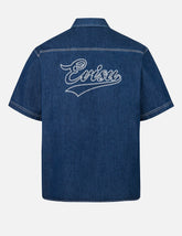Logo Embroidery Fashion Fit Denim Short-Sleeves Shirt