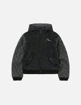 Seagull Embroidery Fashion Fit Hooded Padded Denim Jacket