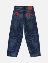 Mid-washed Seagull Print Loose Fit Jeans #2038