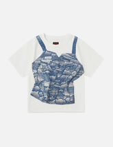 2-in-1 Ishigaki Camouflage Denim Corset Print Fashion Fit T-Shirt