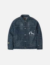 Distressed Seagull Print Relax Fit Washed Seagull Pocket Denim Jacket