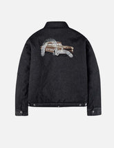Classic 50s Car and Seagull Print Relax Fit Work Jacket