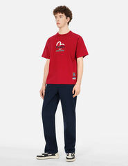 Slogan Appliqué Embroidery Straight Fit Worker Chino