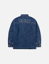Distressed Logo Appliqué Embroidery Relax Fit Denim Shirt
