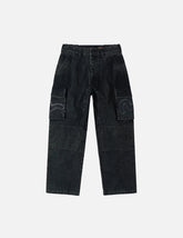 Distressed Seagull Appliqué Embroidery and Multi-Pocket Loose Fit Cargo Pants
