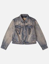 Two Tone Washed Bondage Denim Jacket
