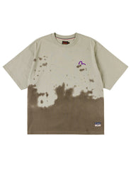 Baby Angel and Graffiti Print Dip-Dye T-shirt