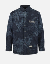 Hakutaku Laser Printed Relax Fit Denim shirt
