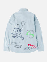 Hand-Drawn Print Long-Sleeve Shirt