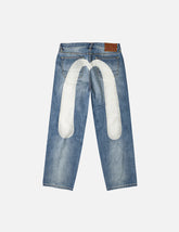 Ecru Daicock Print Loose Fit Jeans #2038