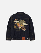 Grateful Crane Embroidery Relax Fit Denim Jacket