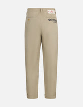 Wheel of Wisdom and Logo Embroidery Taper Chino