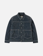 Emboss Rivet Seagull Relax Fit Washed Denim Jacket