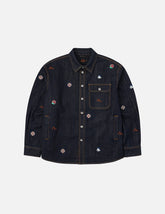 Allover Embroidery Regular Fit Denim Shirt Jacket