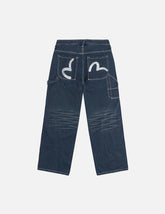 Distressed Seagull Print Loose Fit Cargo Jeans