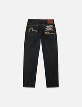 Seagull and Japanese Temple Embroidery Regular Fit Jeans #2020