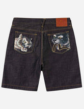 Leopard Pocket Embroidery Denim Shorts