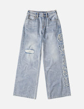 Evisu Applique Distressed Jeans