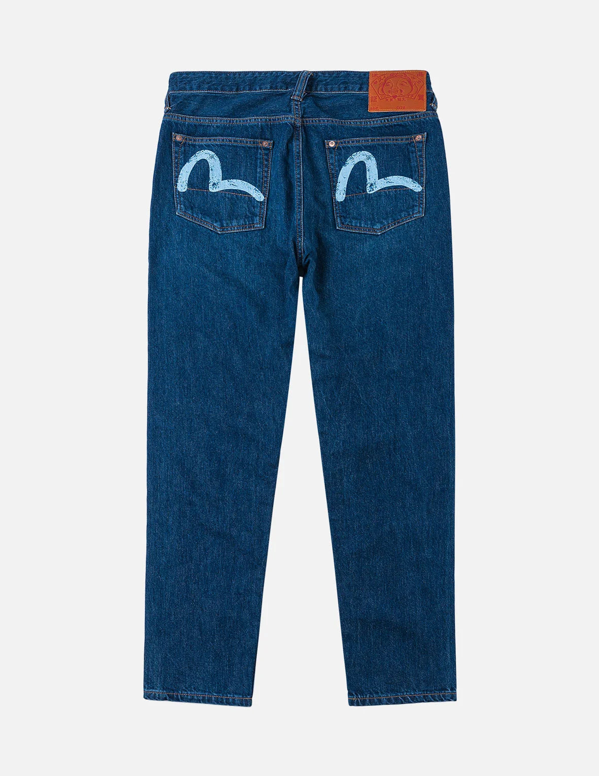 Mid-washed Seagull Print Taper Fit Jeans #2017