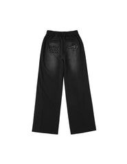Fuzzy Cat Embroidery Fashion Fit Sweatpants