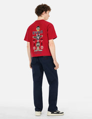 Slogan Appliqué Embroidery Straight Fit Worker Chino