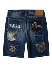 Brocade Patchwork Denim Shorts