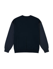 Skull and Seagull Jacquard Oversized Color-Blocking Knit Sweater