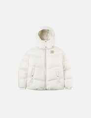 Gold-Thread Cat Appliqué Fashion Fit Down Jacket with Detachable Hood