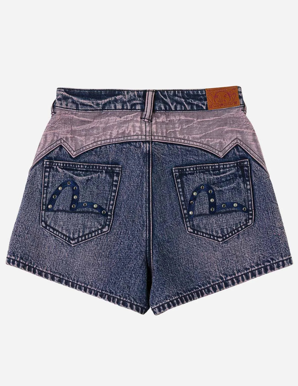 Reverse-Panel Denim Shorts